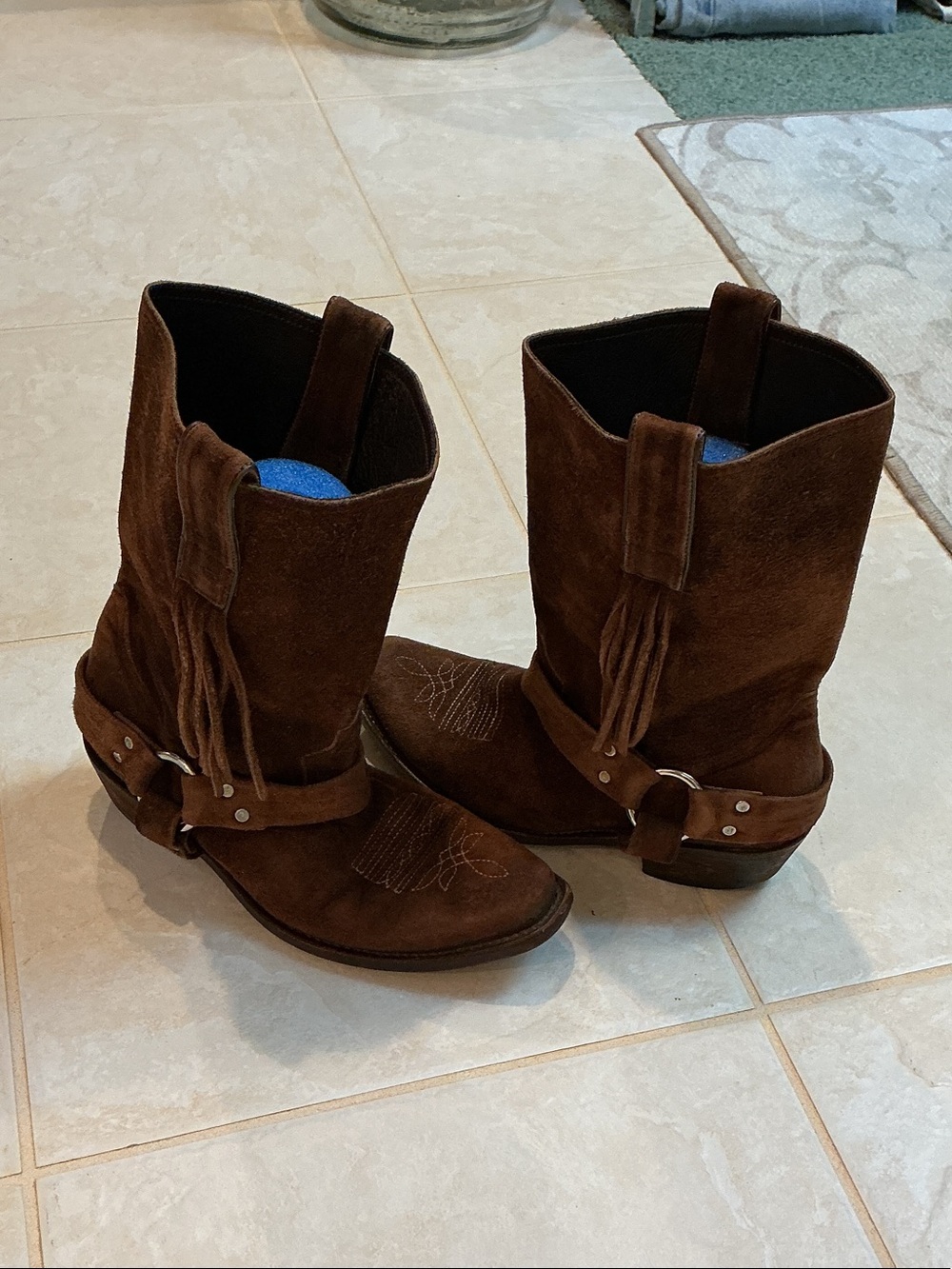 Golden Goose Brown Suede Western Harness Boots